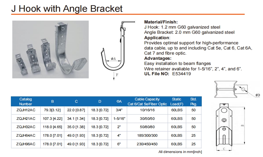 J Hook with Angel Bracket