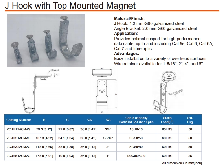 J Hook with Top Mounted Magnet